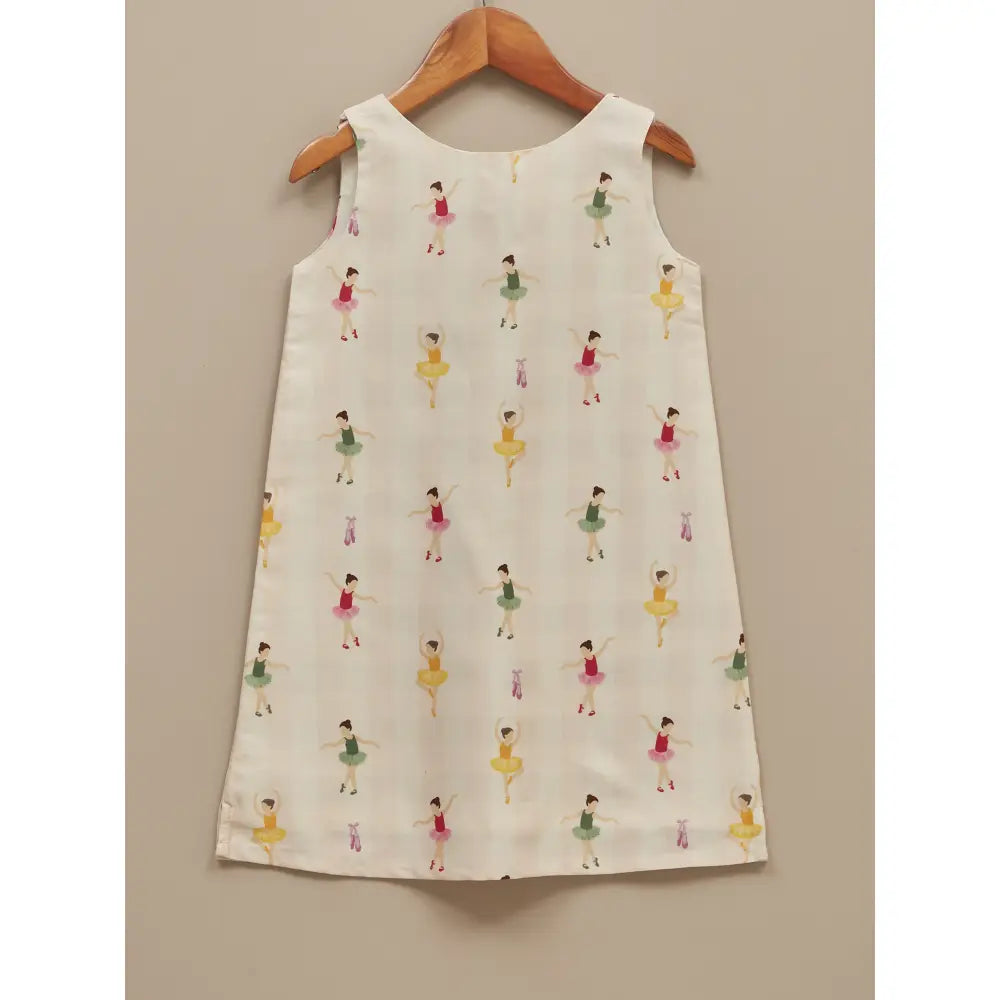Liz Jacob Girls Cream Printed Cotton Dress | Ballerina