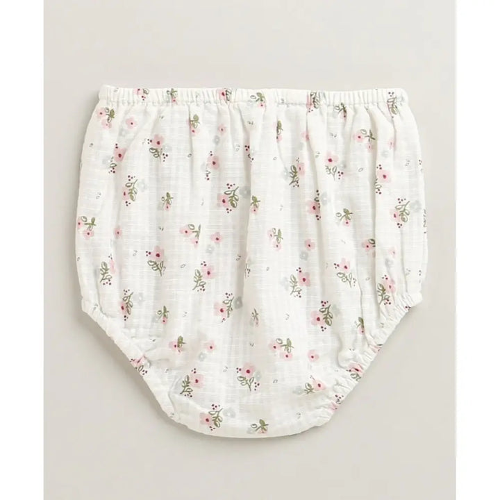 Sweetlime By As Sweet Blossom Ruffle Organic Cotton Dress &amp; Bloomer Set with Hairband - Off White