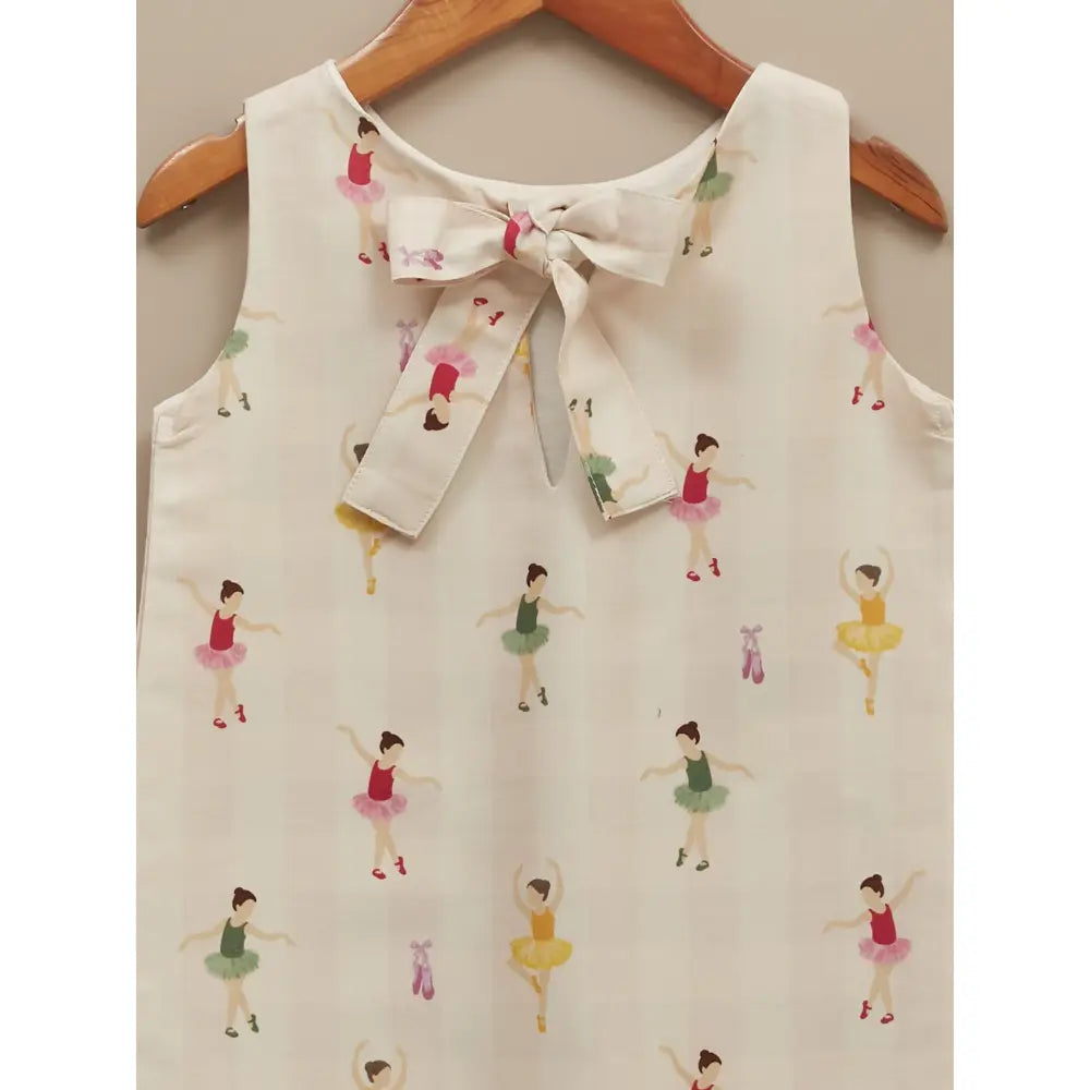 Liz Jacob Girls Cream Printed Cotton Dress | Ballerina