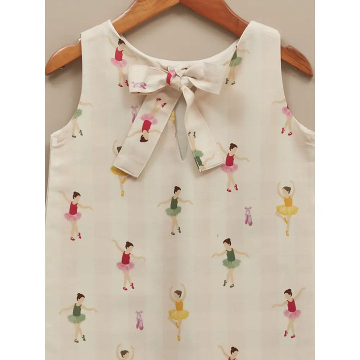 Liz Jacob Girls Cream Printed Cotton Dress | Ballerina