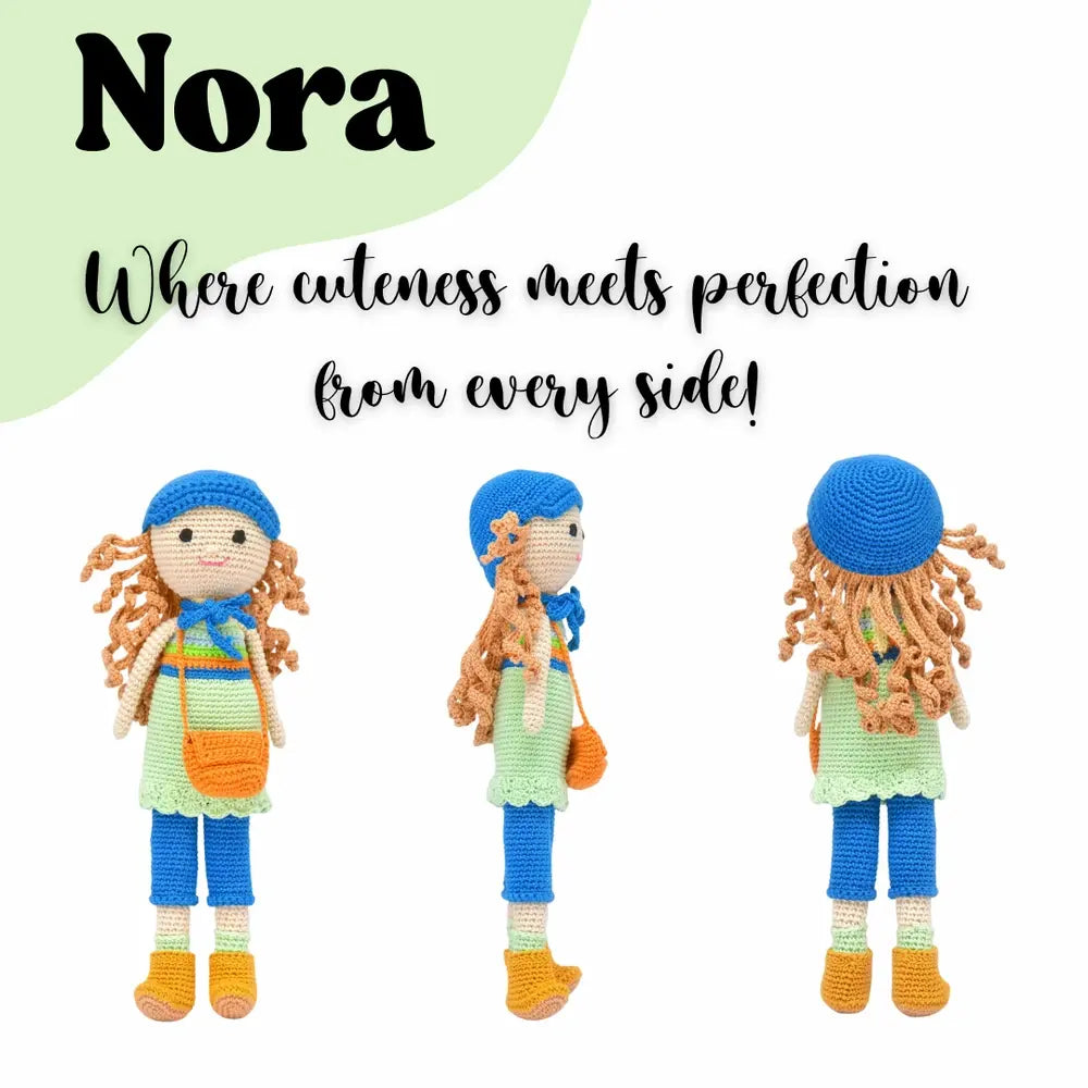 Happy Threads Nora Crochet Doll | Handmade Artisanal Toy | Whimsical, Eco-Friendly Gift for Kids &amp; Collectors