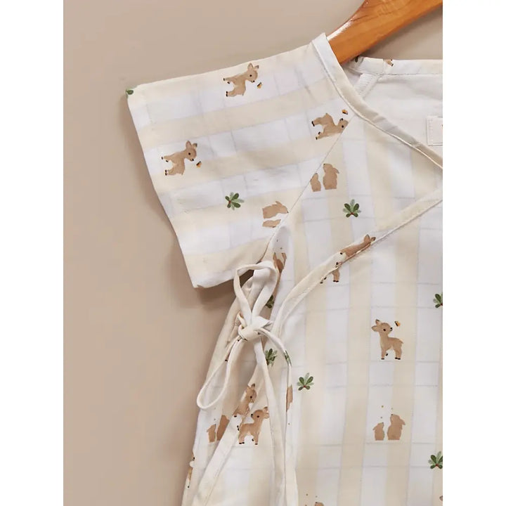 Liz Jacob Baby | White Cotton Kimono Romper | Woodlands