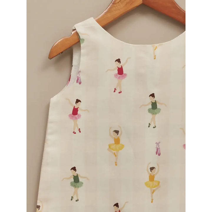 Liz Jacob Girls Cream Printed Cotton Dress | Ballerina