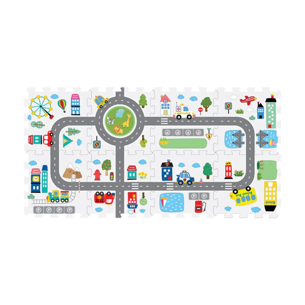 Sunta Playmats (Ht Printed Puzzle Mat - Road Track)- 8Pcs (Tile Size: 12.5"X12.5"X10mm)