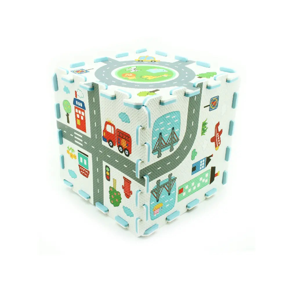 Sunta Playmats (Ht Printed Puzzle Mat - Road Track)- 8Pcs (Tile Size: 12.5"X12.5"X10mm)
