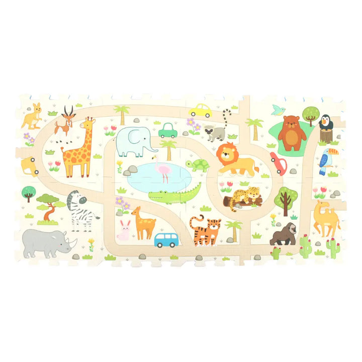 Sunta Playmats - Ht Printed Safari Track Puzzle W/Foam Toy Car