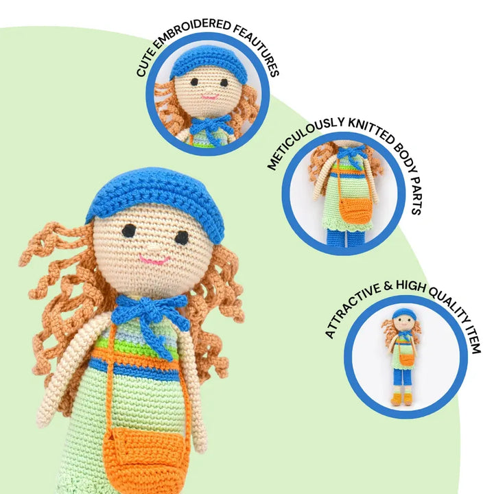Happy Threads Nora Crochet Doll | Handmade Artisanal Toy | Whimsical, Eco-Friendly Gift for Kids &amp; Collectors