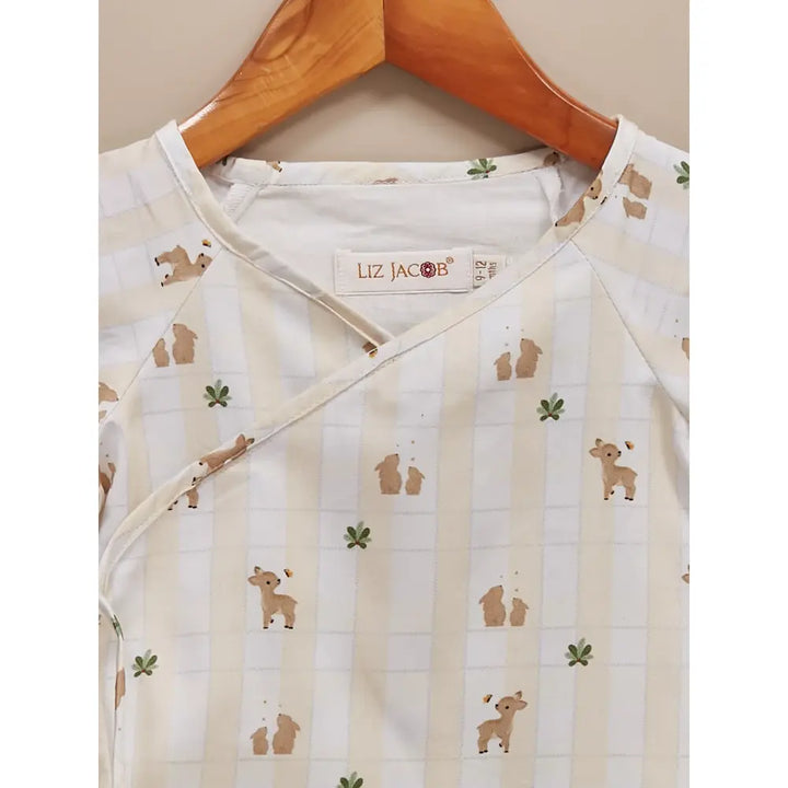 Liz Jacob Baby | White Cotton Kimono Romper | Woodlands