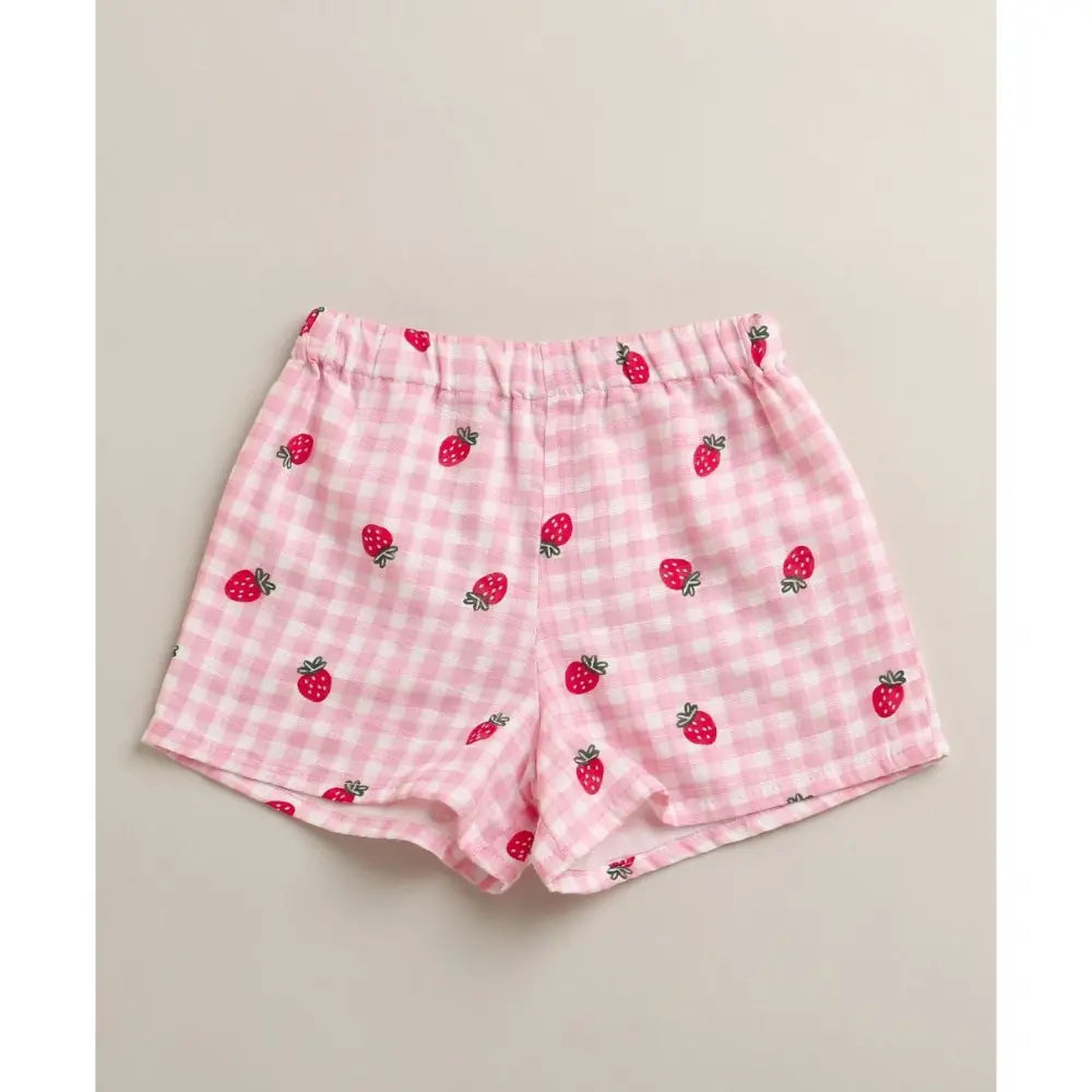 Sweetlime By AS Organic Cotton Strawberry Bliss Baby Girl Top &amp; Shorts Set -  Pink