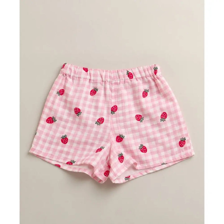 Sweetlime By AS Organic Cotton Strawberry Bliss Baby Girl Top &amp; Shorts Set -  Pink