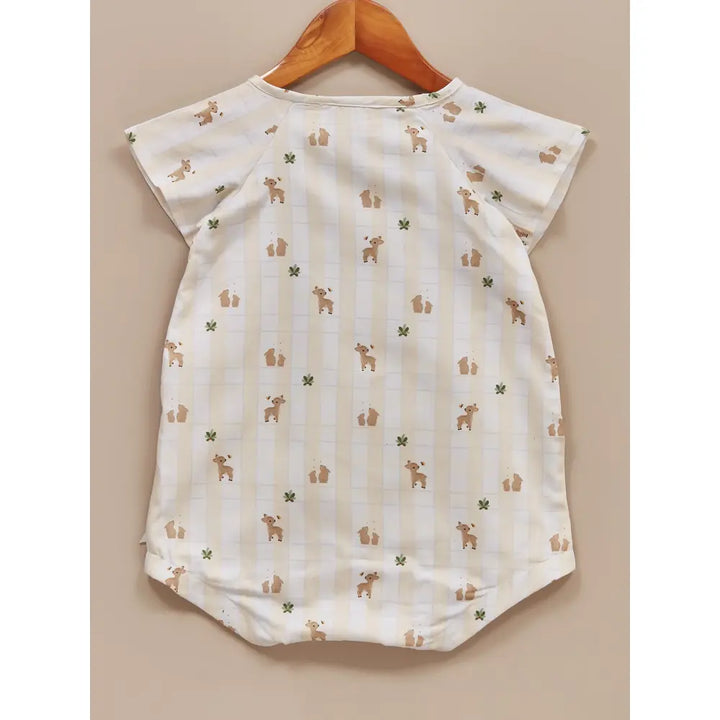 Liz Jacob Baby | White Cotton Kimono Romper | Woodlands