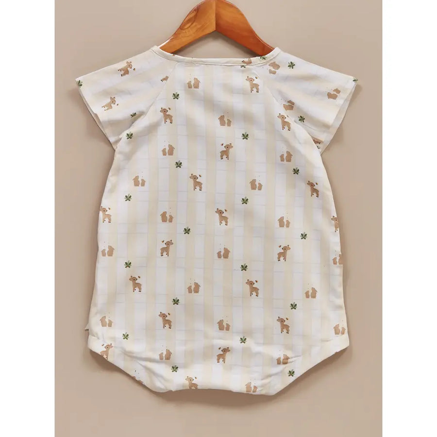 Liz Jacob Baby | White Cotton Kimono Romper | Woodlands