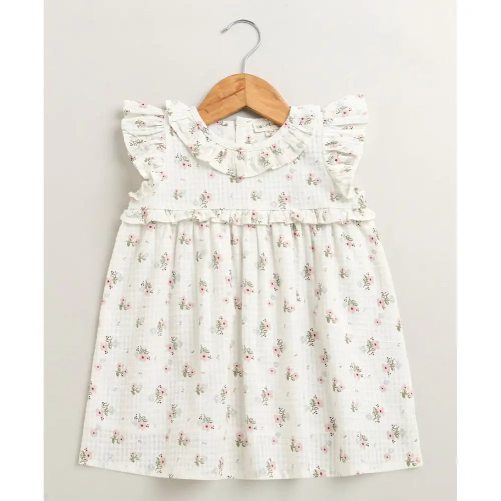 Sweetlime By As Sweet Blossom Ruffle Organic Cotton Dress &amp; Bloomer Set with Hairband - Off White