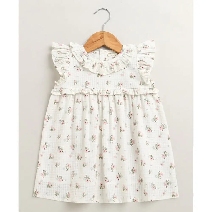 Sweetlime By As Sweet Blossom Ruffle Organic Cotton Dress &amp; Bloomer Set with Hairband - Off White
