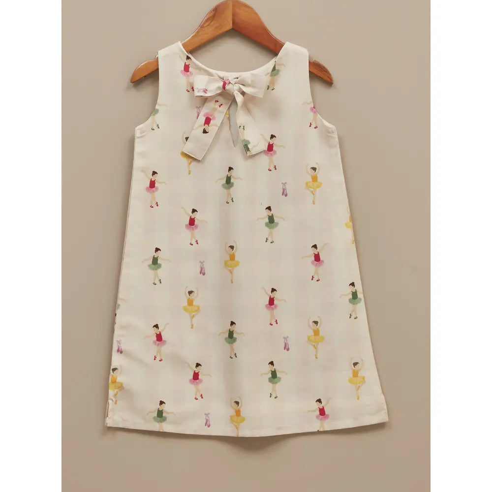 Liz Jacob Girls Cream Printed Cotton Dress | Ballerina