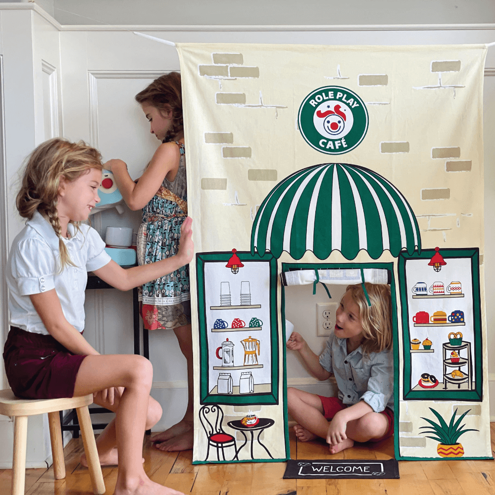Role Play Coffee Shop Doorway Portal Play &amp; Espresso Machine Set
