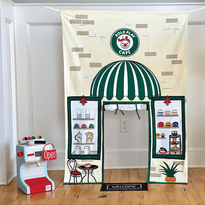 Role Play Coffee Shop Doorway Portal Play &amp; Espresso Machine Set