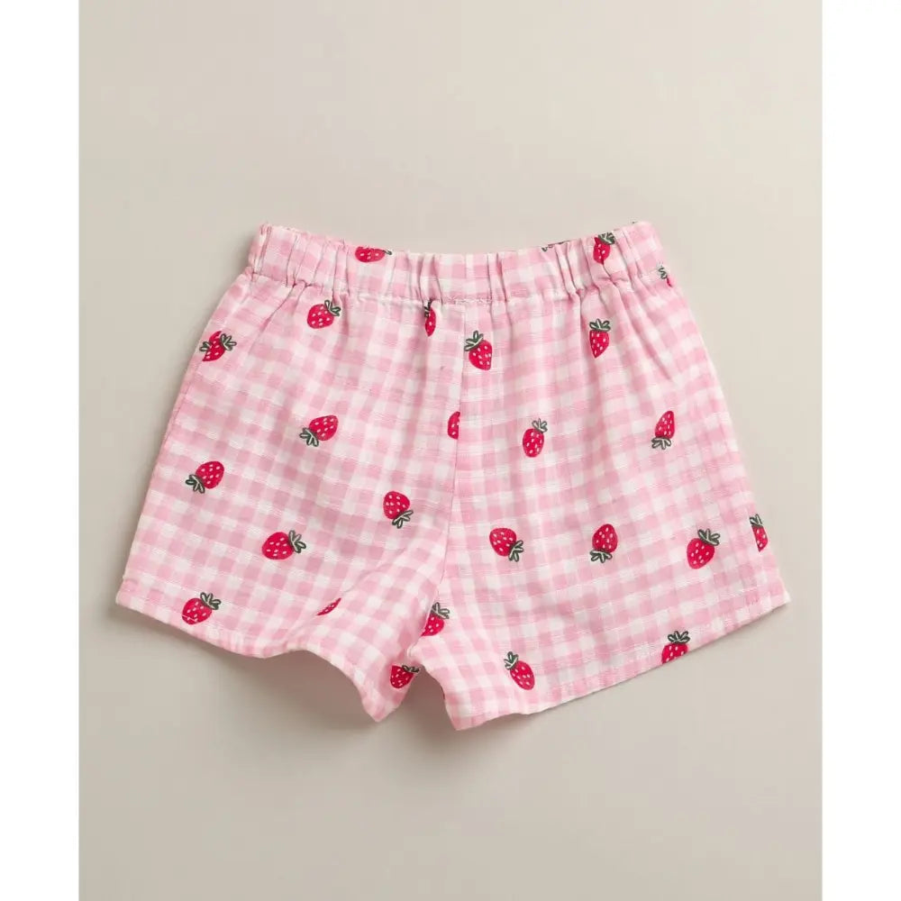 Sweetlime By AS Organic Cotton Strawberry Bliss Baby Girl Top &amp; Shorts Set -  Pink