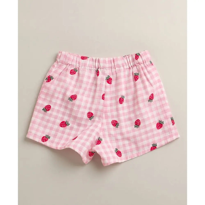Sweetlime By AS Organic Cotton Strawberry Bliss Baby Girl Top &amp; Shorts Set -  Pink