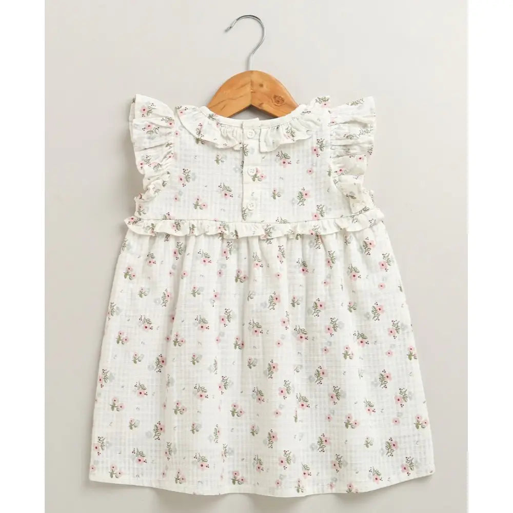 Sweetlime By As Sweet Blossom Ruffle Organic Cotton Dress &amp; Bloomer Set with Hairband - Off White