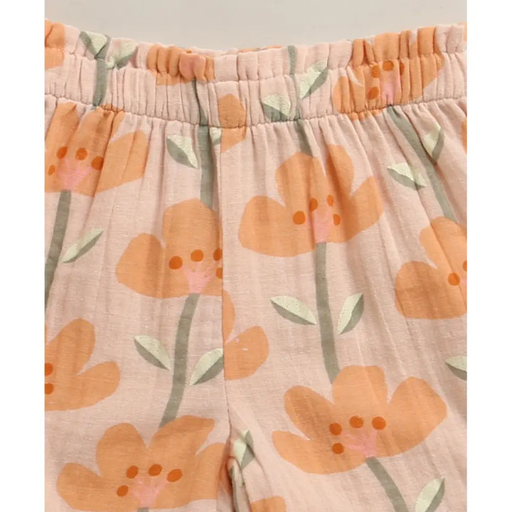 Sweetlime By As Peach Blossom Floral Ruffle Cotton Baby Girls Summer Co-ord Set