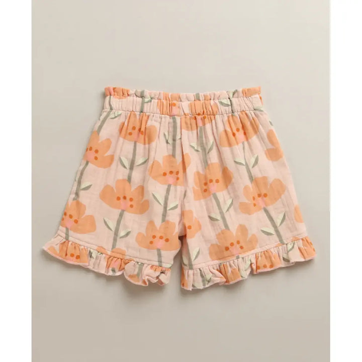 Sweetlime By As Peach Blossom Floral Ruffle Cotton Baby Girls Summer Co-ord Set
