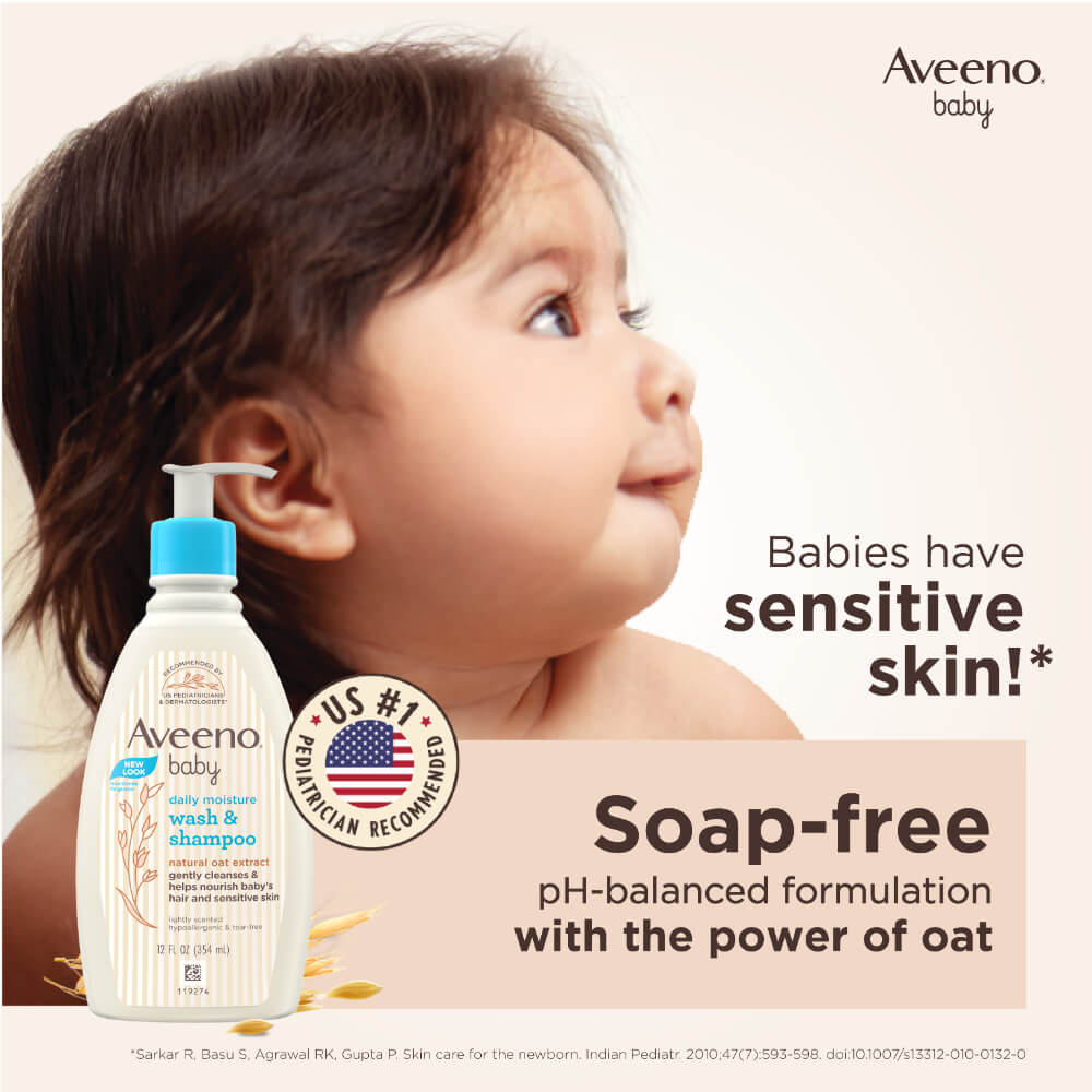 Aveeno Baby Daily Moisture Wash & Shampoo for Delicate Skin -354ml