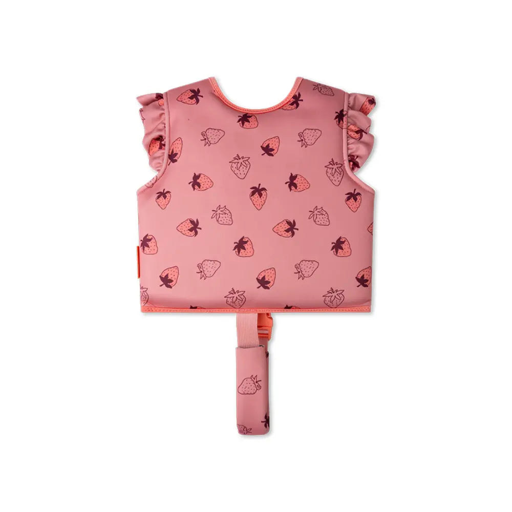 Swim Essentials Swim Vest, Kids Float Vest for Ages 1–2 Years (11–15 kg), Pink - Strawberry Fields