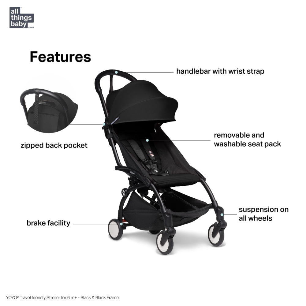 YOYO² Travel friendly Stroller for 6 m+ - Black Frame