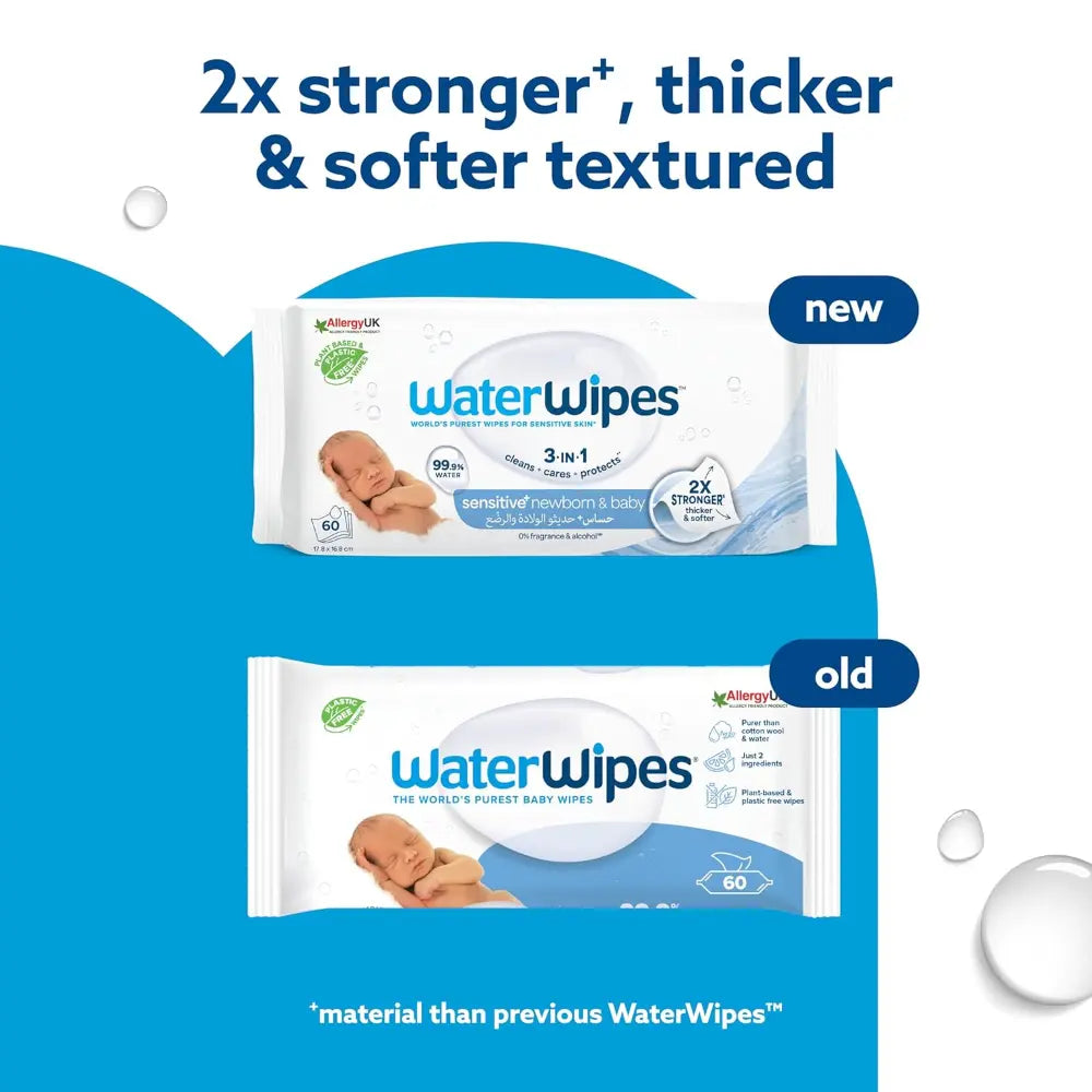 WaterWipes Baby Wipes (Imported-Ireland) 1 pack (60 wipes), Plastic-Free Original World&