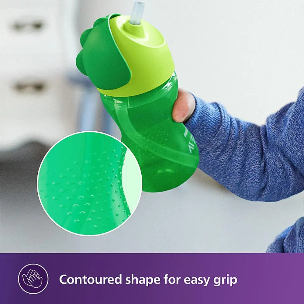 Philips Avent Sipper Bottle for Kids- | Leak proof design | Easy grip | BPA Free | Microwave safe | Ideal for 12m+ | 300ml | Pack of 1 | Assorted colours (Green/Pink) |