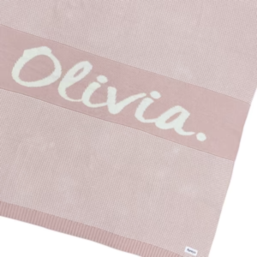 NamelyCo Chunky Two Tone Name Blanket - Ballet