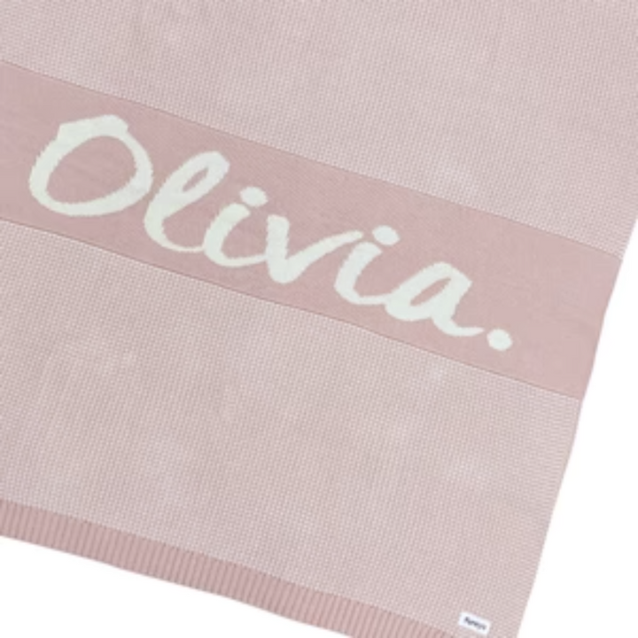 NamelyCo Chunky Two Tone Name Blanket - Ballet