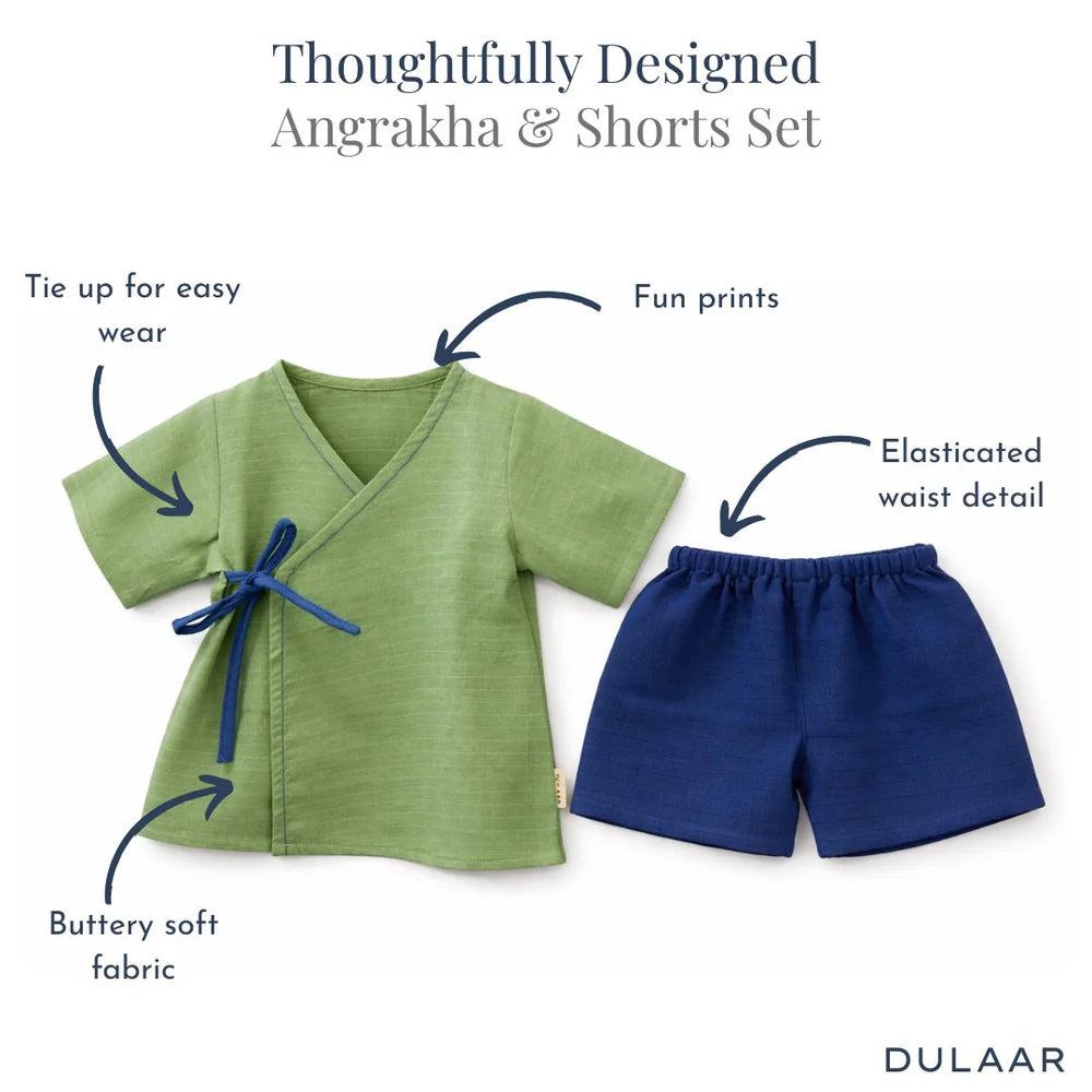 Dulaar Organic Muslin Angrakha &amp; Shorts Set