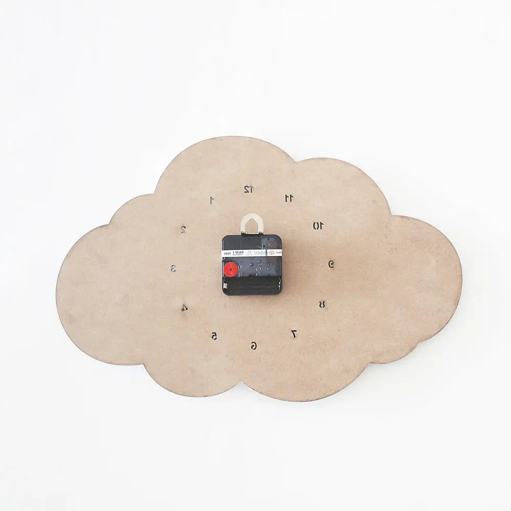 The Tiny Trove Cloud Clock - White - Grey Border