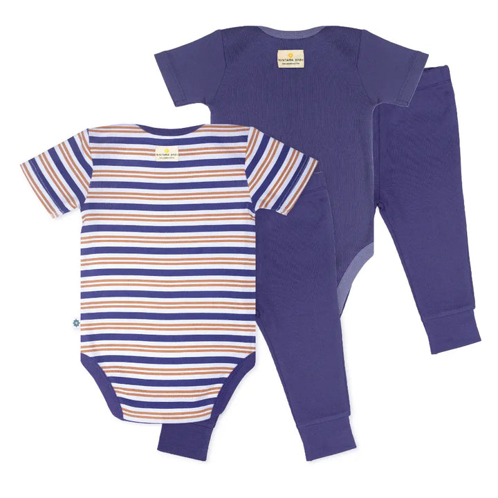 Nintara Baby 100% Cotton Unisex Bodysuit &amp; Pant Set – Midnight Duo (Pack of 2)