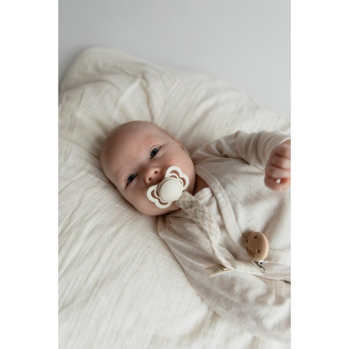BIBS Glow in the Dark Silicone Symmetrical Nipple Pacifier Size 2 - Pack of 2 (Supreme) - Blush &amp; Vanilla