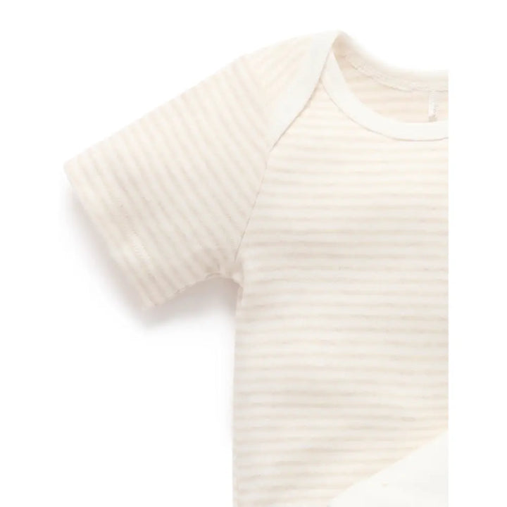 Purebaby Unisex Pack of 2 Bear Organic Cotton Easy Neck Bodysuits - Vanilla