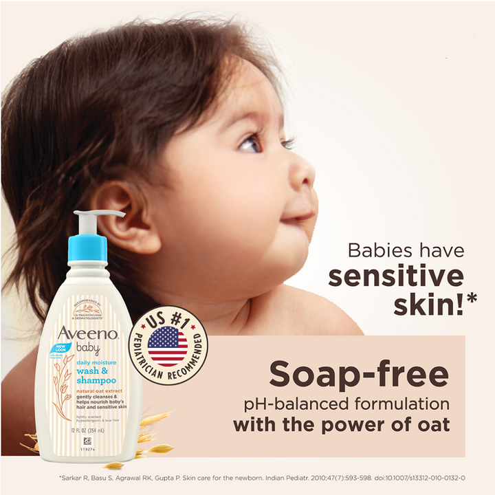 Aveeno Baby Daily Moisture Wash &amp; Shampoo for Delicate Skin -354ml