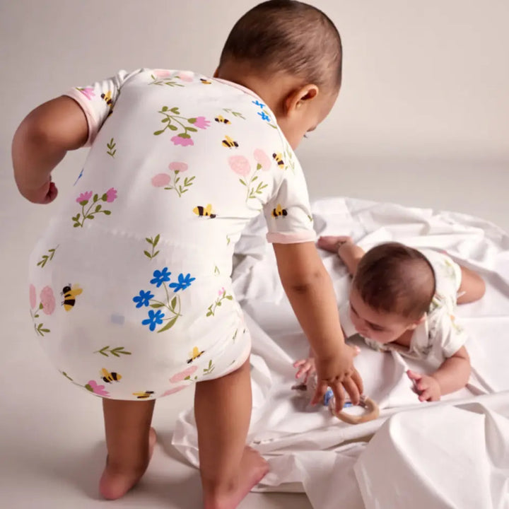Bubz Bamboo Baby Romper - Soft Breathable Two-Way Zip - Blossoms