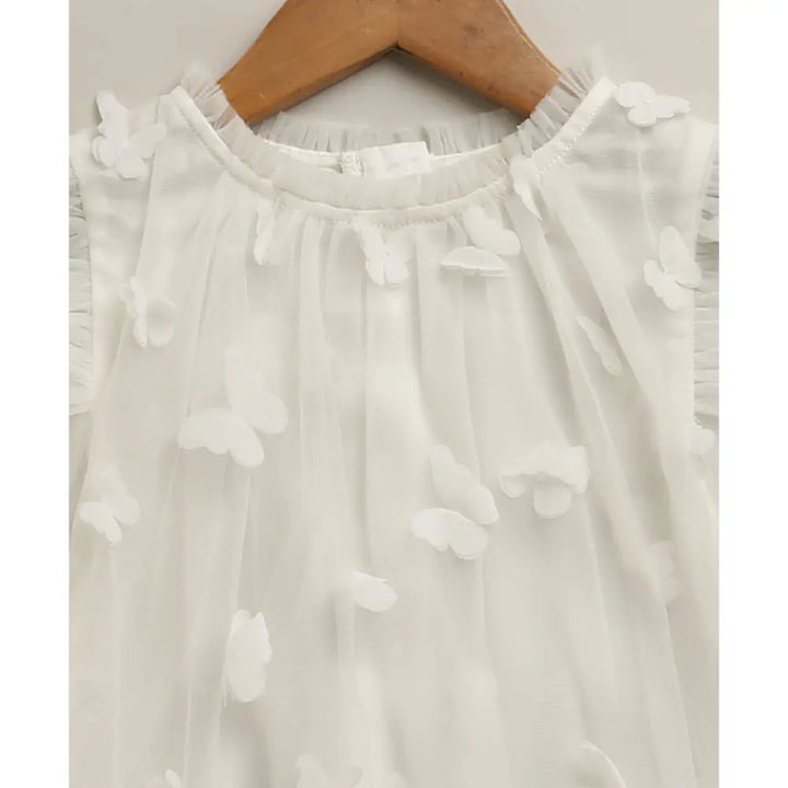 Sweetlime By AS Butterfly Bliss White Tulle Dress For 0 to 12 Months - White