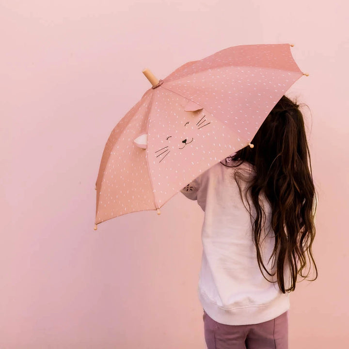 Trixie Kids Umbrella | Lightweight 100% Recycled Polyester Rain Umbrella with Child-Safe Sliding System &amp; Aluminium Frame | 3 Years Onwards | Mrs. Cat