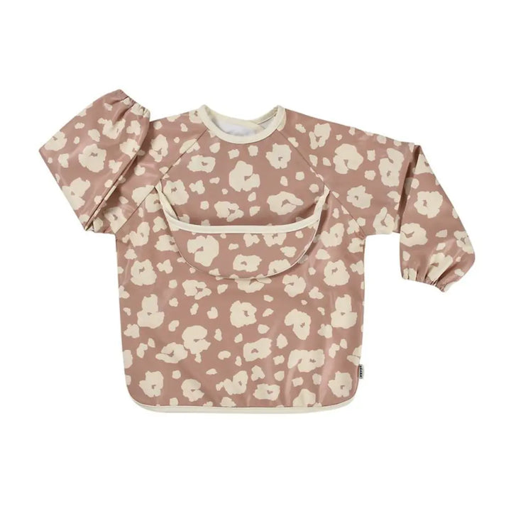 Beaba 2-in-1 Waterproof Bib with Detachable Sleeves, Foldable Food Catcher Pocket, Adjustable Snap Fit &amp; Elastic Cuffs, Soft &amp; Easy-Clean Bib for Feeding &amp; Activities, 4M+