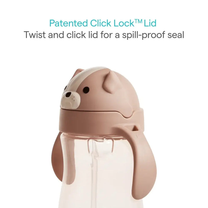 Munchkin Weighted Straw Cup with Handles – Spill-Proof Toddler Straw Cup with Click Lock Lid, Flip-Top Cover, BPA-Free, 10oz, 9+ Months - Brown