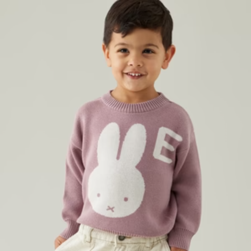 NamelyCo's Personalised Miffy Letter Jumper - Rose Bloom