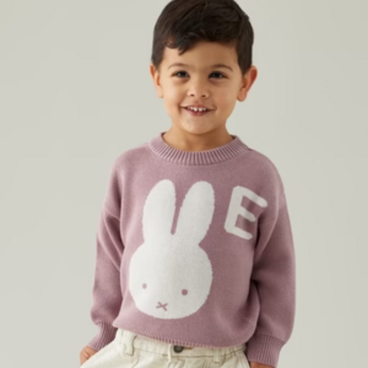 NamelyCo Personalised Miffy Letter Jumper - Rose Bloom