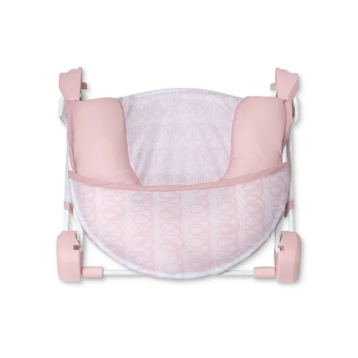 Ingenuity FoldAway 2-Position Baby Bath Bather with Mesh Sling &amp; Headrest, Pink, 0–6 Months, Upto 9 kgs