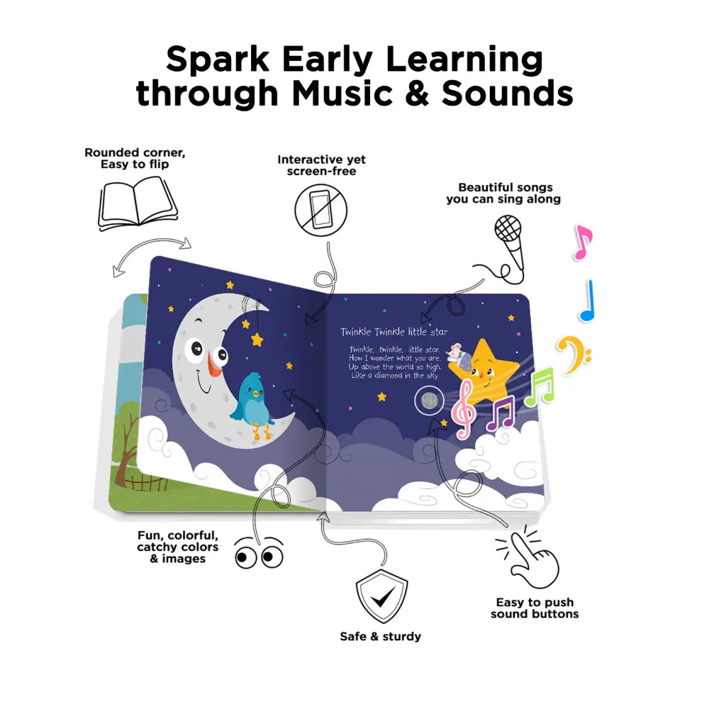 Ditty Bird Musical Book - Fun &amp; Interactive Nursery Rhyme Book for Toddlers, Baby Sound &amp; Music Book, 12M+, USB-C Rechargable - Bedtime Songs