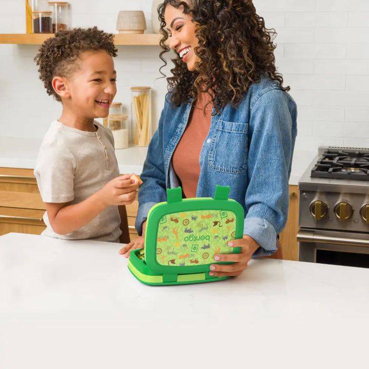 Bentgo Kids Prints with 5 Compartments, Leak-Proof Bento Lunch Box, BPA &amp; PFAS-Free, Microwave &amp; Dishwasher Safe Tray,  3–7 Years - Safari