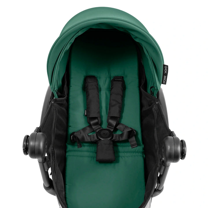 Stokke YOYO⁵ Newborn Pack | Fully Flat Newborn Seat | Newborn Stroller Attachment | 0–6 Months | Lightweight &amp; Compact | 5-Point Safety Harness | Ventilation Windows | Forest
